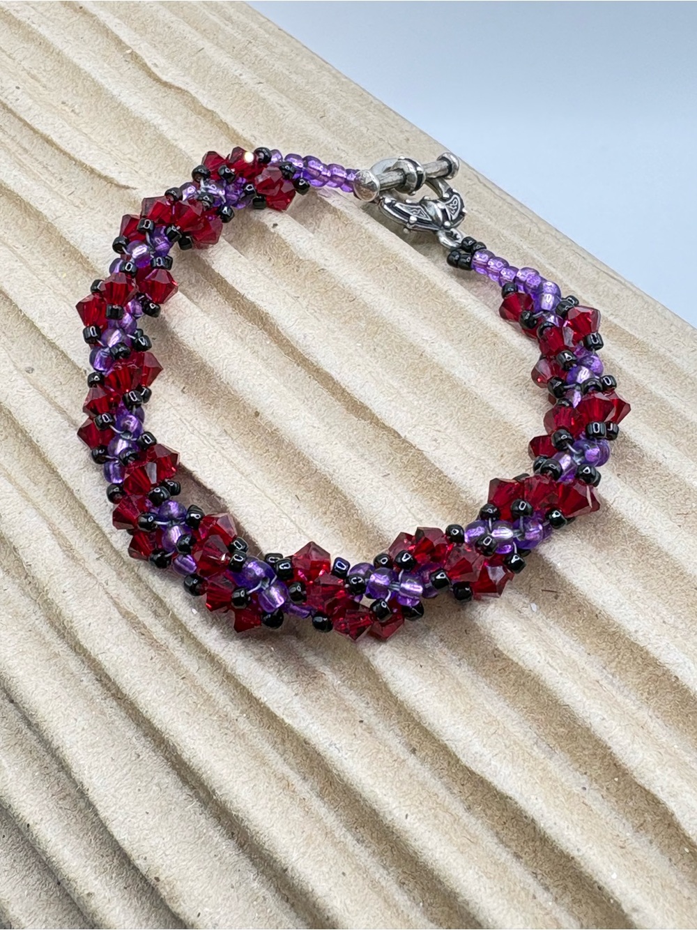 Austrian Swarovski Crystal Handmade Red & Purple Beaded Women's Bracelet
